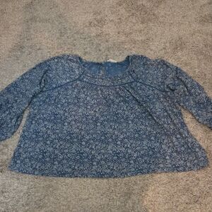 Lucky Brand Blue Floral Peasant Blouse